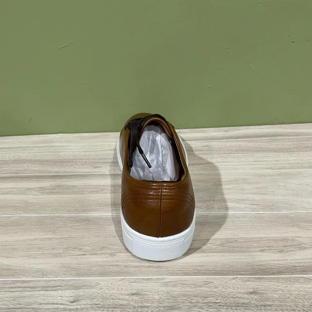 santino Luciano cognac casual Leather Men's Sneakers - Picture 4 of 5